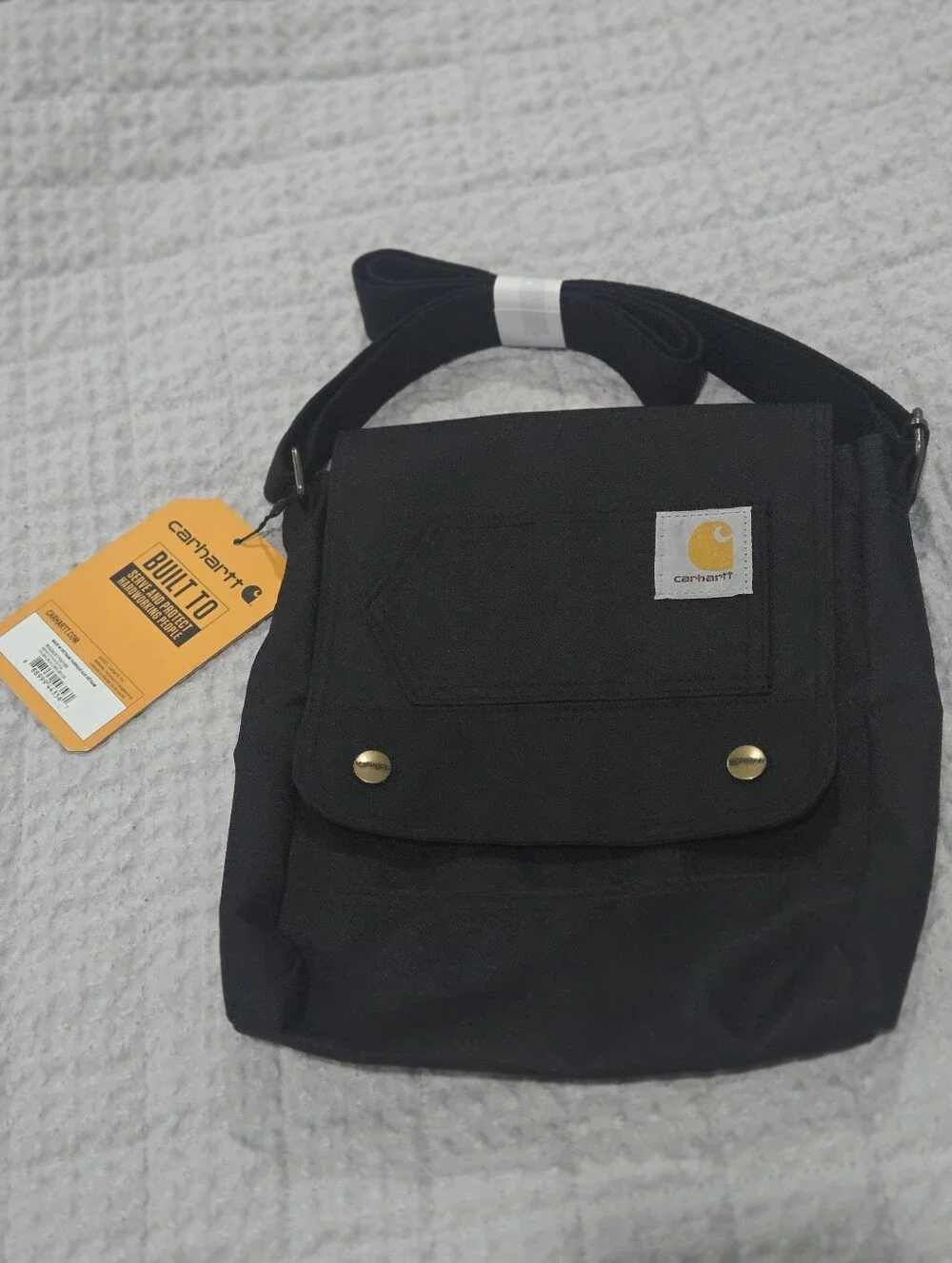 Carhartt Black Canvas Messenger Crossbody with Logo Patch